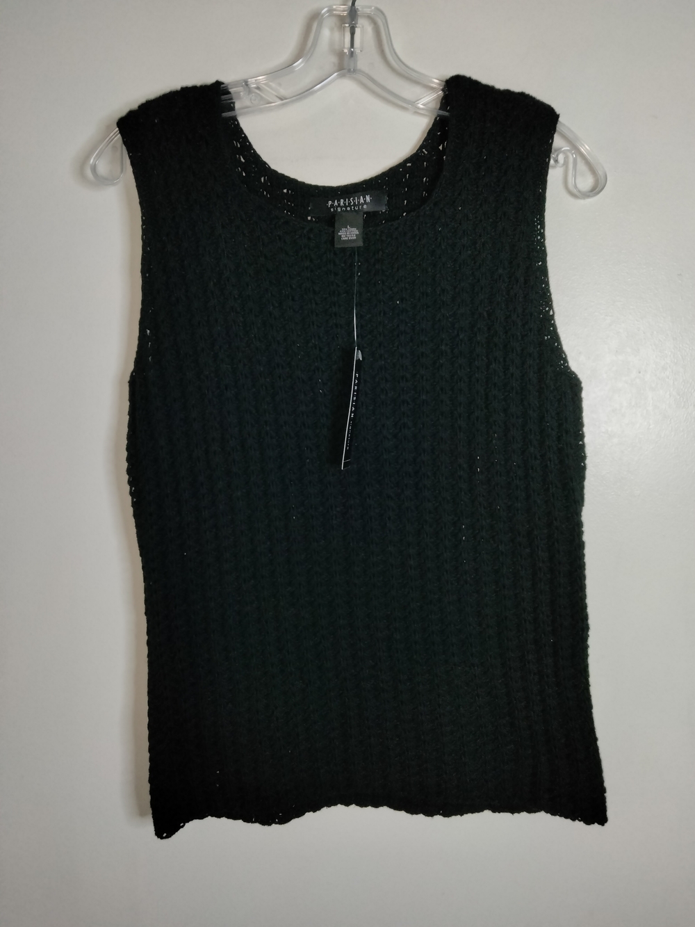 Parisian Signature (Size L) Black Linen Cotton Sleeveless Knit Tank (NEW-NWT)